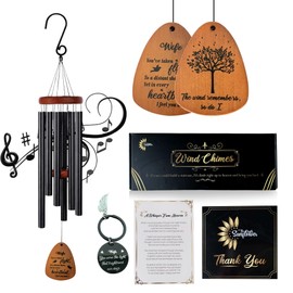 The Purple Sunflower Memorial Wind Chimes for Loss of Wife - 32" Sympathy Wind Chimes with Keychain, Bereavement Gifts, Wind Chimes for Loss of Loved One, Memorial Windchimes - (Wife)