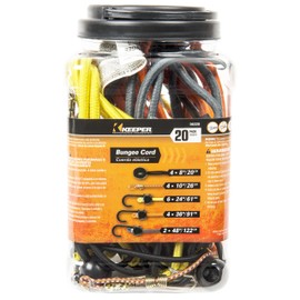Keeper 06328 20 Piece Premium Bungee Cord with SST Hooks Jar, Assorted Sizes