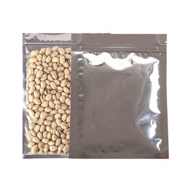 100PCS Clear/Silver Metallic Mylar Foil Flat QuickQlick Zip Top Bags 16x24cm (6.3x9.4")