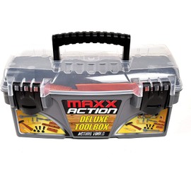 Sunny Days Entertainment Maxx Action 18 Piece Deluxe Tool Box – Construction Playset with Tape Measure and More Tools | Pretend Play Toy Set for Kids