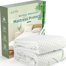 California King Waterproof Mattress Protector, Rayon Made from Bamboo Mattress Pad Cover, Soft Breathable Cooling Mattress Pad Cover, Deep Pocket up to 21” Tightly Fitted Mattress Protection