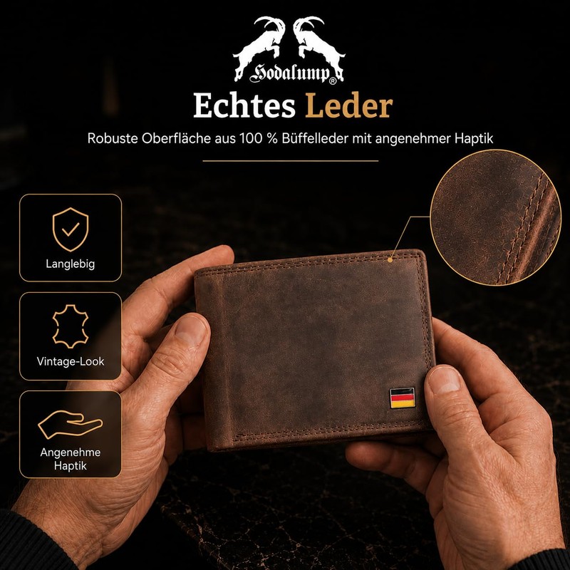 Hodalump Genuine Leather Men's Wallet in Gift Box with RFID