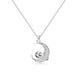 TALYKONG I Love You to The Moon and Back Necklace for Women April Birthstone Mother's Day Birthday Christmas Gifts Jewelry for Mom Grandma (04-April)