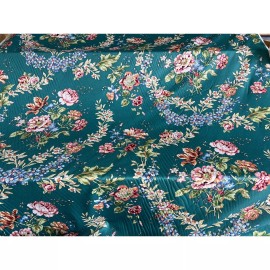 Jay Yang Vintage Jay Yang Fabric Green Pink Floral Garland Twill Upholstery Cottage
