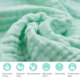 BWinka Super Soft 6 Layers Muslin Cotton Newborn Baby/Kids Bath Towels White Also for Baby Blanket(105x105cm) (Green)