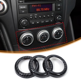 Daeiclru Center Control Knob Trim Cover Compatible with Nissan 370Z 2009-2020, Carbon Fiber Style Center Control AC Knob Radio Panel Cover Trim Interior Accessories