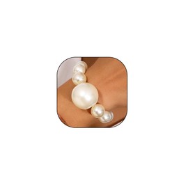 Navirix Acrylic Chunky Gold Beaded Bracelet for Women,Extra Big Round Ball Bead Chain Stretch Bracelet,Exaggerated Faux Pearl Bracelets Prom Party Jewelry (Pearl)