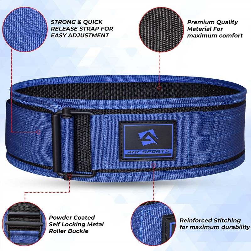 AQF Weight Lifting Belt - 4” Auto Lock Nylon Gym