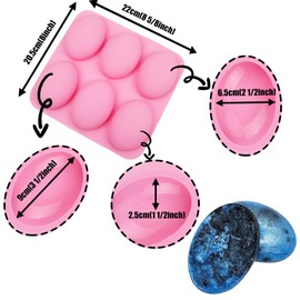 BAKER DEPOT silicone Mold For Handmade Soap 6 Cavity Oval Shape fat bath bombs Pink Color，Set of 2
