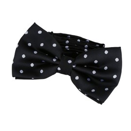 DonDon mens bow tie Polka Dots pre-tied handmade and adjustable black