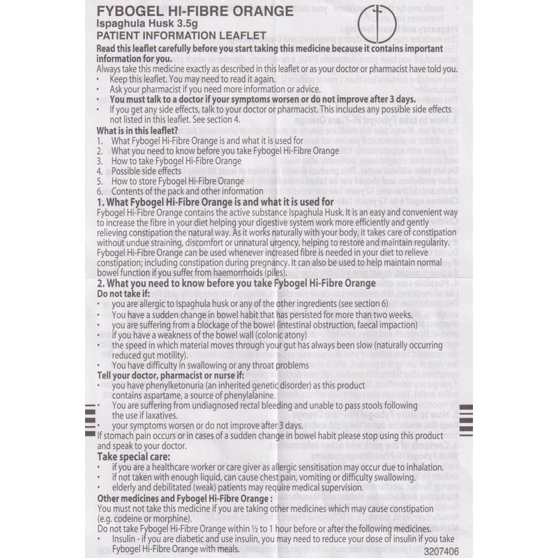 Fybogel - Hi-Fibre Orange Sachets - 10 x 4