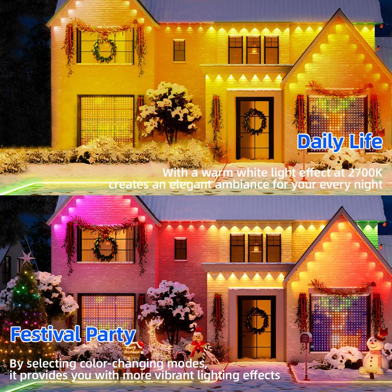 TOHETO Permanent Outdoor Lights Pro, 150ft with 108 RGB LED