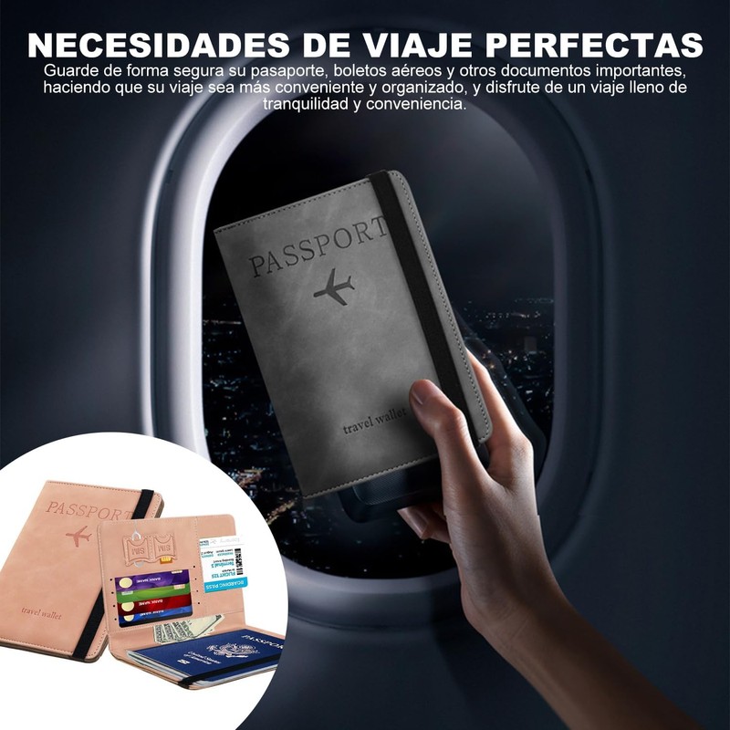 2 PACK Pasaporte Funda, Funda para Pasaporte con Bloqueo RFID.