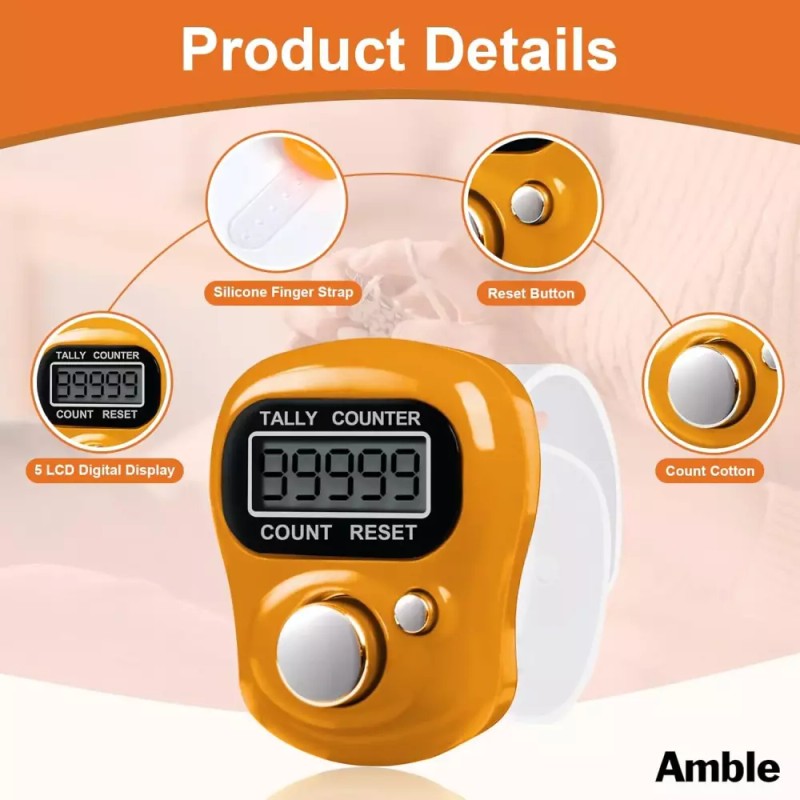 Ambel 앰블 12팩 전자 핑거 카운터 5자리 LCD 디지털 디스플레이
