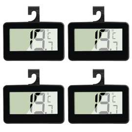 4Pcs Digital Refrigerator Fridge Thermometer Mini Freezer Thermometer Room Thermometer with Hook, Large LCD Display °C/°F Convertible with Hanging Hook for Kitchen,Home,Restaurants