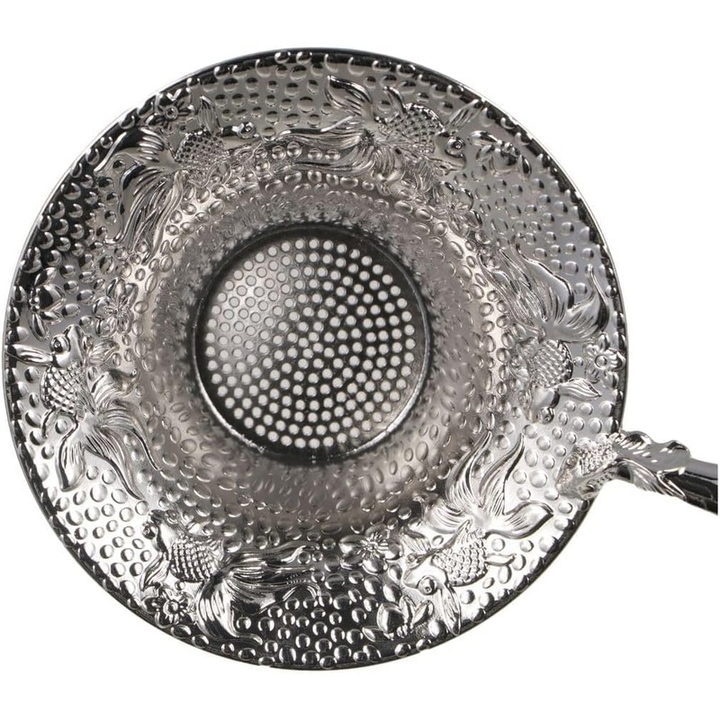 Stainless Steel Tea Strainer,Embossed Tea Strainer with Wood Handle,Loose Leaf