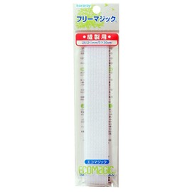 Kuraray Fastening, Sewing, Installation, Eco Free Magic Tape, 30RF, Height 11.8 inches (300 mm), Width 1.0 inches (25 mm), White