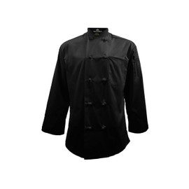 Natural Uniforms Men's Chef Uniform Set - Chef Coat and Cargo Pants Set (Small, Black Coat/Chalkstripe Cargo Pants)