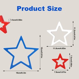 3pcs Independence Day Wooden Star Signs, Patriotic 4th of July Table Decorations Memorial Day Tabletop Centerpiece Tiered Tray Decor for Home Office Desk School Ornament (Red, White, Blue)