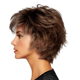 Raquel Welch Voltage Short Layered, No-Fuss Wig by Hairuwear, Petite Cap, R9F26 Mocha Foil