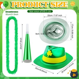 30 Pcs St Patricks Day Party Favors Costume Accessories Bulk Include 5 St Patricks Day Top Hats 10 Plastic Necklace Leis 5 Glitter Clover Tiaras Headbands 10 Green Horn for Irish Parade Party Supplies