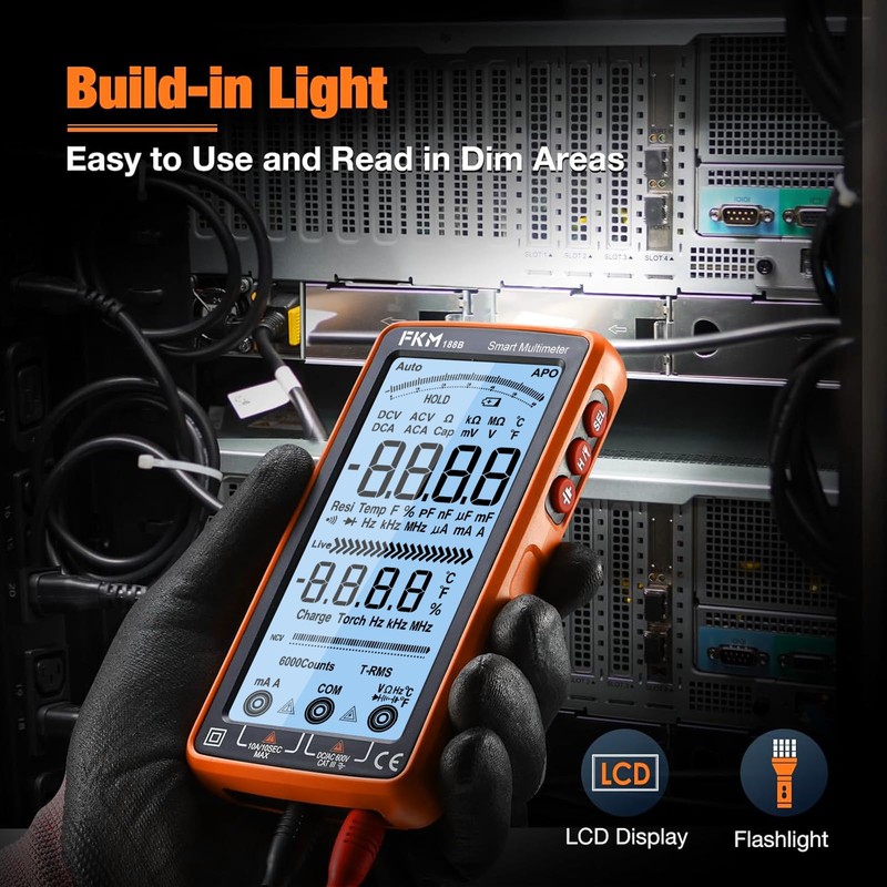 FKM Digital Multimeter Tester Auto-Ranging TRMS 6000 Counts Smart Rechargeable