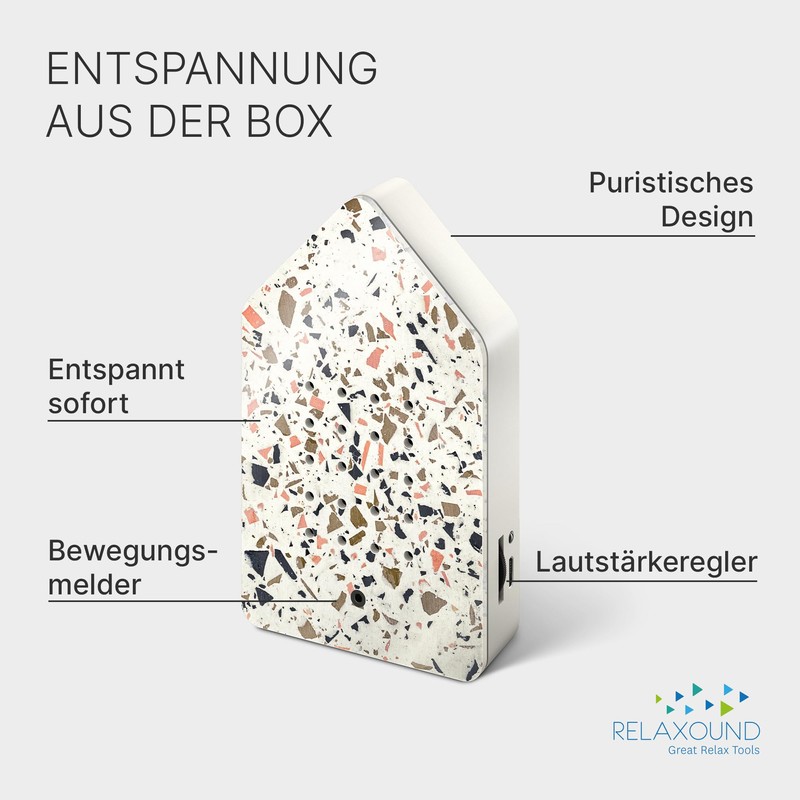 RELAXOUND Original Birdybox Toffee Terrazzo - Modern Bird Singing Box