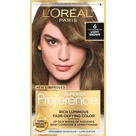 L'Oréal Paris Superior Preference Fade-Defying + Shine Permanent Hair Color, 6 Light Brown (1 Kit) Hair Dye