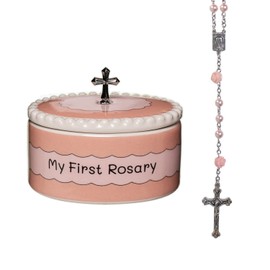 Cascade Goods - Girls My First Pink Rosary & Keepsake Box, Catholic Baptism Gifts for Girl, Catholic Dedication Baptism Gifts for Baby Girl or Kids