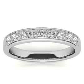 Luyona 1.2 Carat Eternity Bands for Women, Princess Cut Moissanite Channel Anniversary Ring Sterling Silver Wedding Rings-8