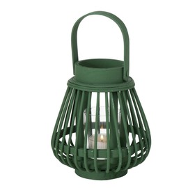 Boltze Home Ilvie Bamboo Lantern for Tea Light 16 cm Dark Green