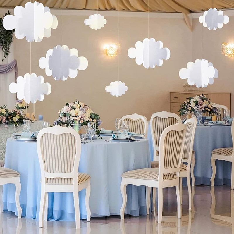 16 Pack 3D Cloud Ceiling Decorations - Hanging for Ceiling