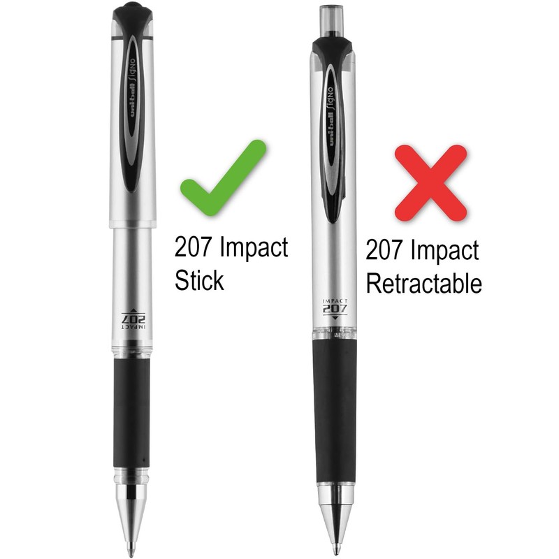 Uni-Ball 207 Impact Stick Pen Refills (Non-Retractable), 1.0mm Bold Point,