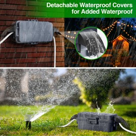 Flemoon Medium Outdoor Electrical Box Waterproof (11.5” x 5.2” x 4”), Bundled w/1 Small Weatherproof Electrical Connection Box (8.1" x 4.9" x 3.1") for Power Strip, Holiday Lights, Gray