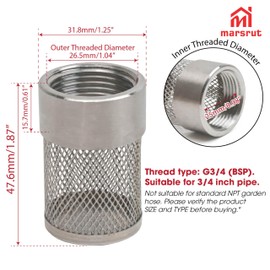 Marsrut Garden Hose Inlet Strainer Filter, G3/4 BSP Suitable for 3/4 Inch Pipe, 30mm Water Hose Inlet Filter, Suction Strainer for Garden Water Washer High Pressure Irrigation