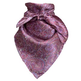 Paisley Silk Scarf 34.5" Raspberry/White