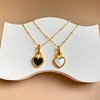 100% Waterproof, Non Tarnish, Black & White Heart Pendant Necklace