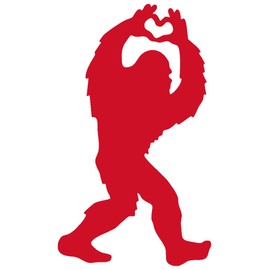 Bigfoot Love with Heart Vinyl Cutout Sticker Rub On Decal 2.75-by-4.5 Inches (Yellow)