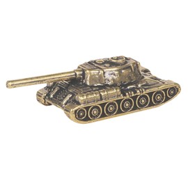 Angoily Antique Brass Army Tank Figurine Miniature Military Sculpture Desk Ornament for Men Boys Vintage Copper Bookshelf Decor Collectible Home Office Display