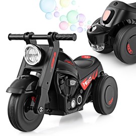 OLAKIDS Ride on Push Car, Foot-to-Floor Sliding Car for Toddlers Kids Motorcycle with Bubble Maker, Music, 3 Wheels Ride on Toys Gift for Boys Girls Aged 3-5 Years (Black)
