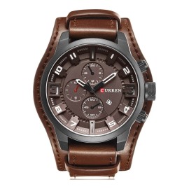 Reloj Cronometro Cuero Original Mov Japones Contra Agua Cu Color de la correa Caqui