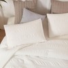Catesgoo Twin Comforter Set Cream White, 2 Pieces Seersucker Bed