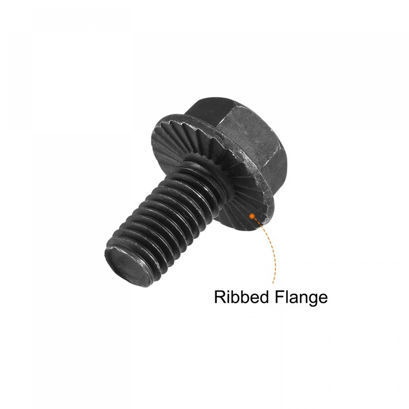 sourcing map M8-1.25x16mm Hex Serrated Flange Bolts 10.9 Grade Carbon
