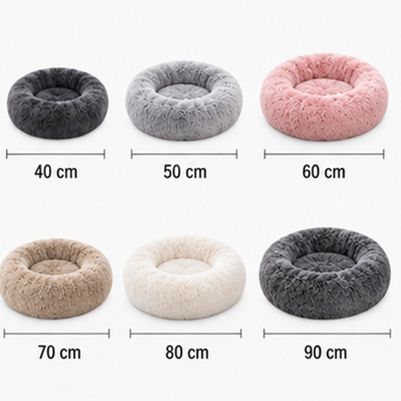 Round Plush Pet Bed for Dogs & Cats – Soft