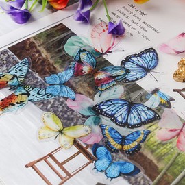 80Pcs Butterfly Stickers, 40 Styles Multicolor Crafts Butterflies Sticker for Decorating Cup Scrapbook Notebook Card Letters Wall Window
