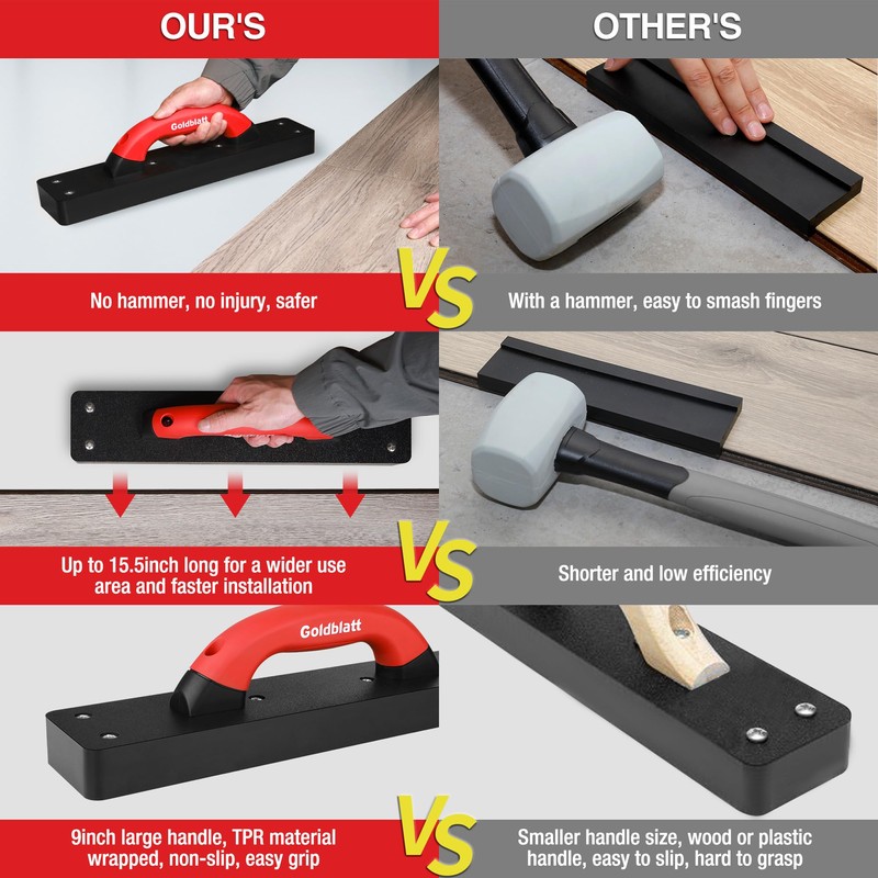 Goldblatt Tapping Block for Vinyl Plank Flooring, Heavy Duty Hammer-Free