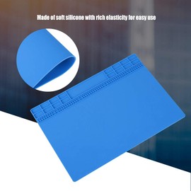 Oumij Estera de Reparación de Ilicona Resistente al Calor Almohadilla de Aislamiento Calor Anti-alta Temperatura, Silicona Magnética Anticorrosión Estera de Reparación Electrónica (Azul oscuro)