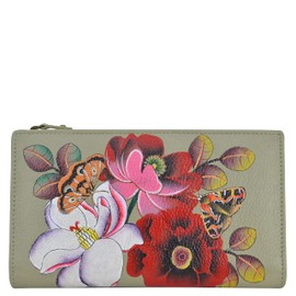 Anna by Anuschka Women's Hand Painted Leather Bi-Fold Snap Wallet-Dreamy Blossoms, One Size