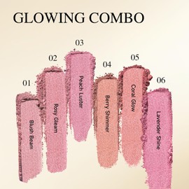 PHOFAY Rubor En Polvo Luminoso: Fórmula Multiusos, Ultrafino Y Suave, De Larga Duración Y Brillo Natural (02#)