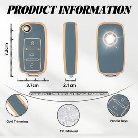TOOMUME Key Cover TPU Car Key Case Fits VW Volkswagen Golf 4/5/6 Polo Up Jetta Caddy Beetle Multivan T5 Seat Ibiza Leon Skoda Fabia, Key Cover Protection Key Shell – Flip Key